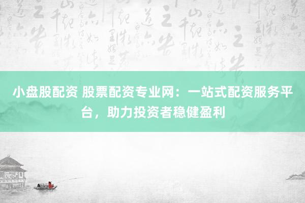 小盘股配资 股票配资专业网：一站式配资服务平台，助力投资者稳健盈利