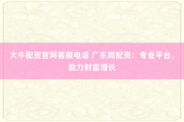大牛配资官网客服电话 广东局配资:专业平台,助力财富增长