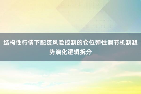 结构性行情下配资风险控制的仓位弹性调节机制趋势演化逻辑拆分