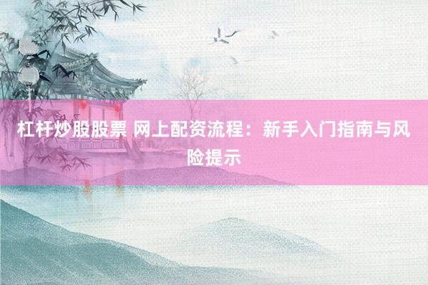 杠杆炒股股票 网上配资流程：新手入门指南与风险提示