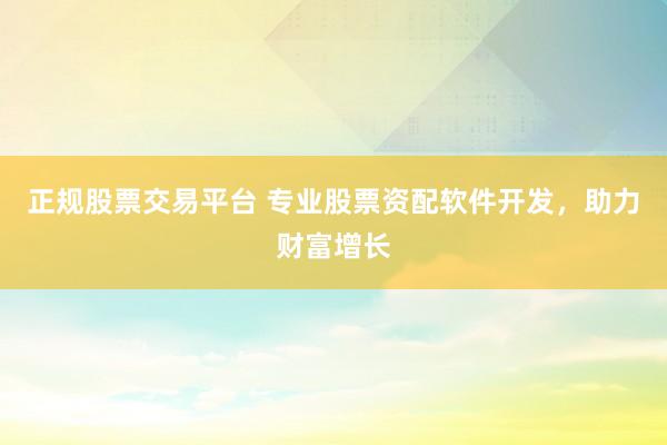 正规股票交易平台 专业股票资配软件开发，助力财富增长