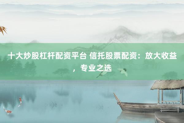 十大炒股杠杆配资平台 信托股票配资：放大收益，专业之选