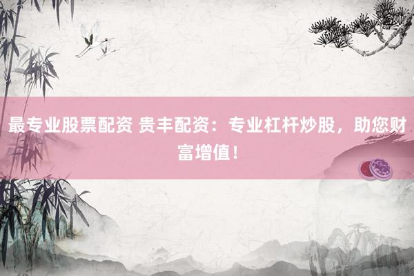 最专业股票配资 贵丰配资：专业杠杆炒股，助您财富增值！