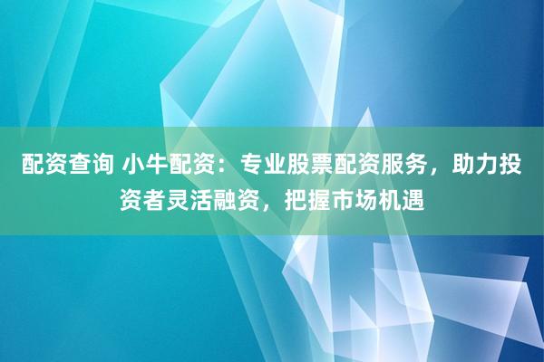 配资查询 小牛配资：专业股票配资服务，助力投资者灵活融资，把握市场机遇