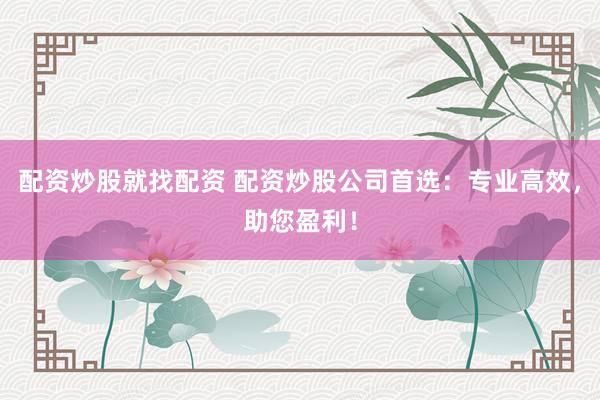 配资炒股就找配资 配资炒股公司首选：专业高效，助您盈利！